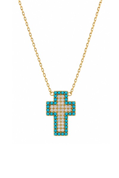 Κολιέ Ασημένιο Blue Cross