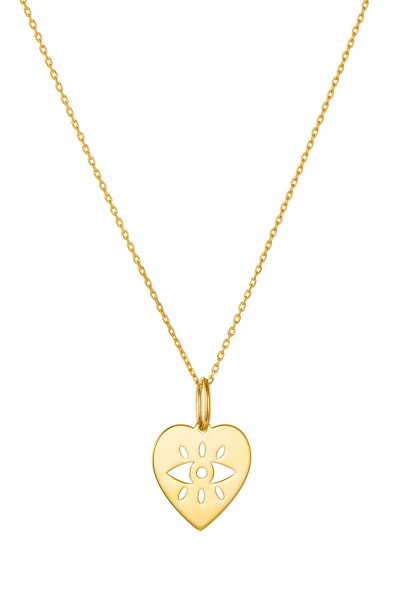 SeeK for Gold Κολιέ Χρυσό 9Κ Evil Eye Heart