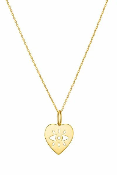SeeK for Gold Κολιέ Χρυσό 9Κ Evil Eye Heart