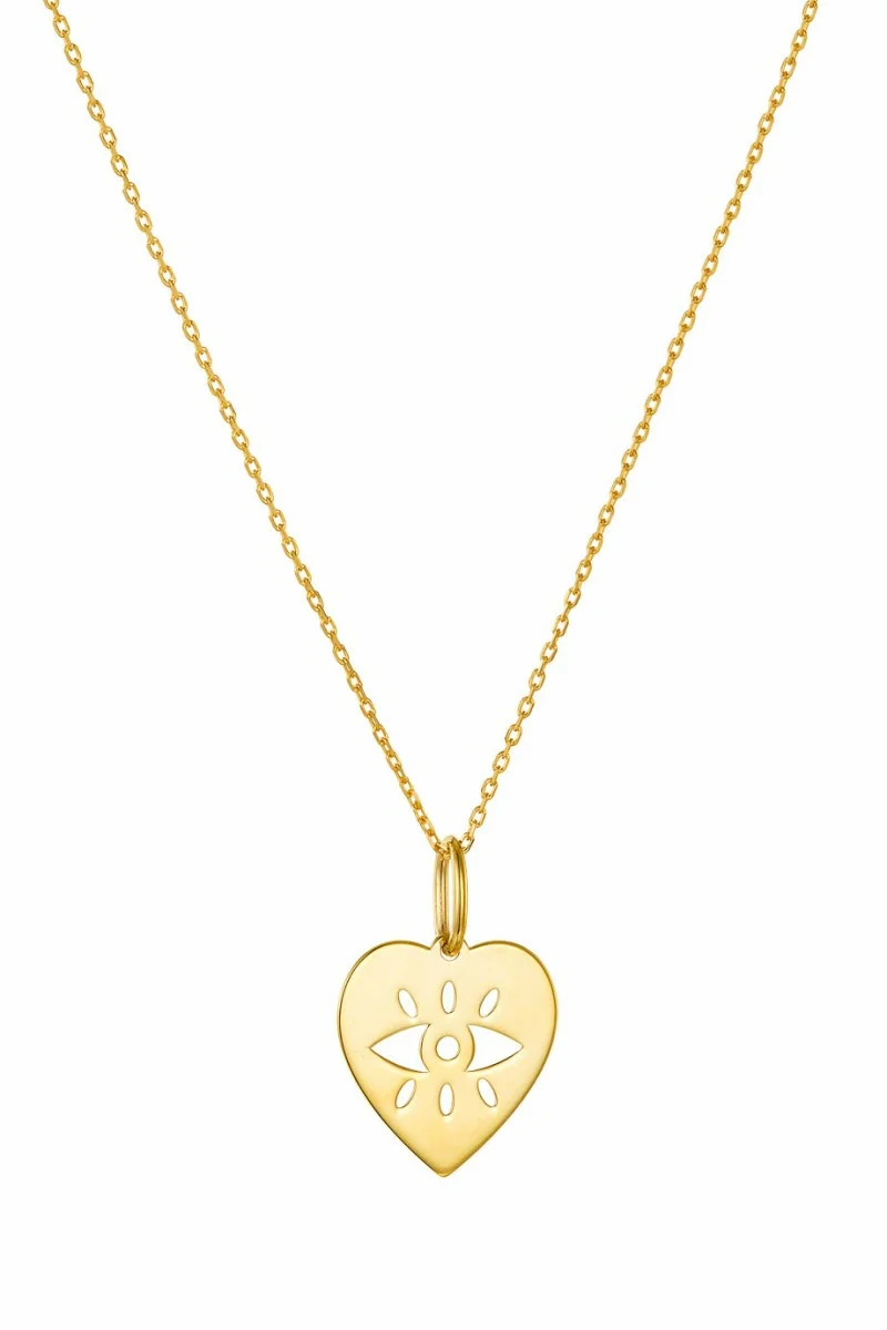 SeeK for Gold Κολιέ Χρυσό 9Κ Evil Eye Heart