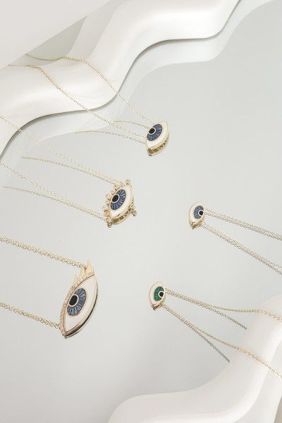 Κολιέ EyeConic Χρυσό 9Κ Big Blue Eye Bubbles