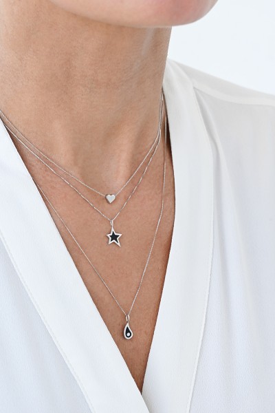 Κολιέ Λευκόχρυσο 14Κ White Gold Heart
