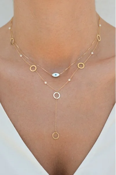 Κολιέ Χρυσό 14Κ Μάτι