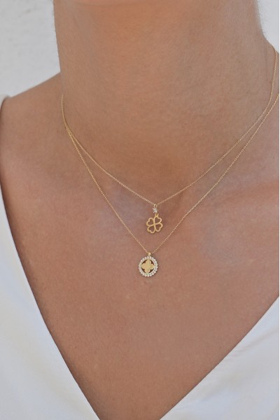 Κολιέ Χρυσό 9Κ Lucky Clover Dot