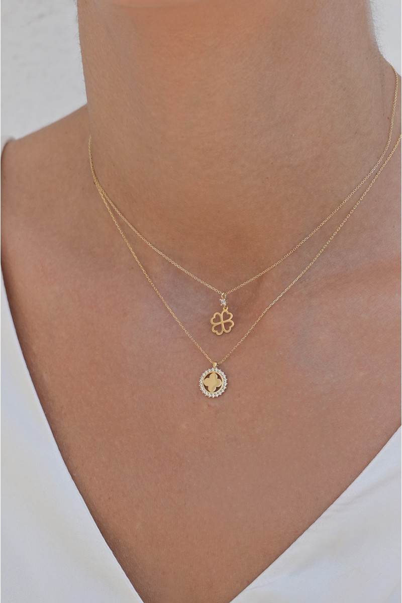 Κολιέ Χρυσό 9Κ Lucky Clover Dot