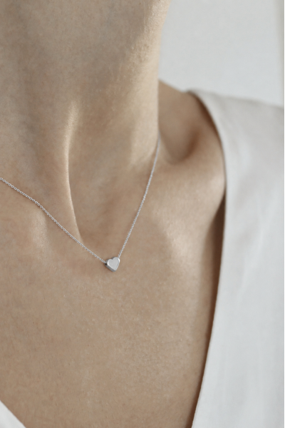 Κολιέ Λευκόχρυσο 14Κ White Gold Heart