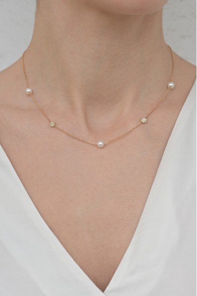 Κολιέ Χρυσό 14Κ Pearl Dots