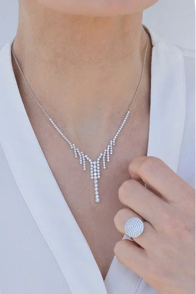 Κολιέ Λευκόχρυσο 14Κ Lady Rain
