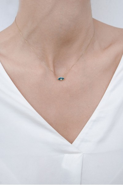Κολιέ Χρυσό 14Κ Blue Eye