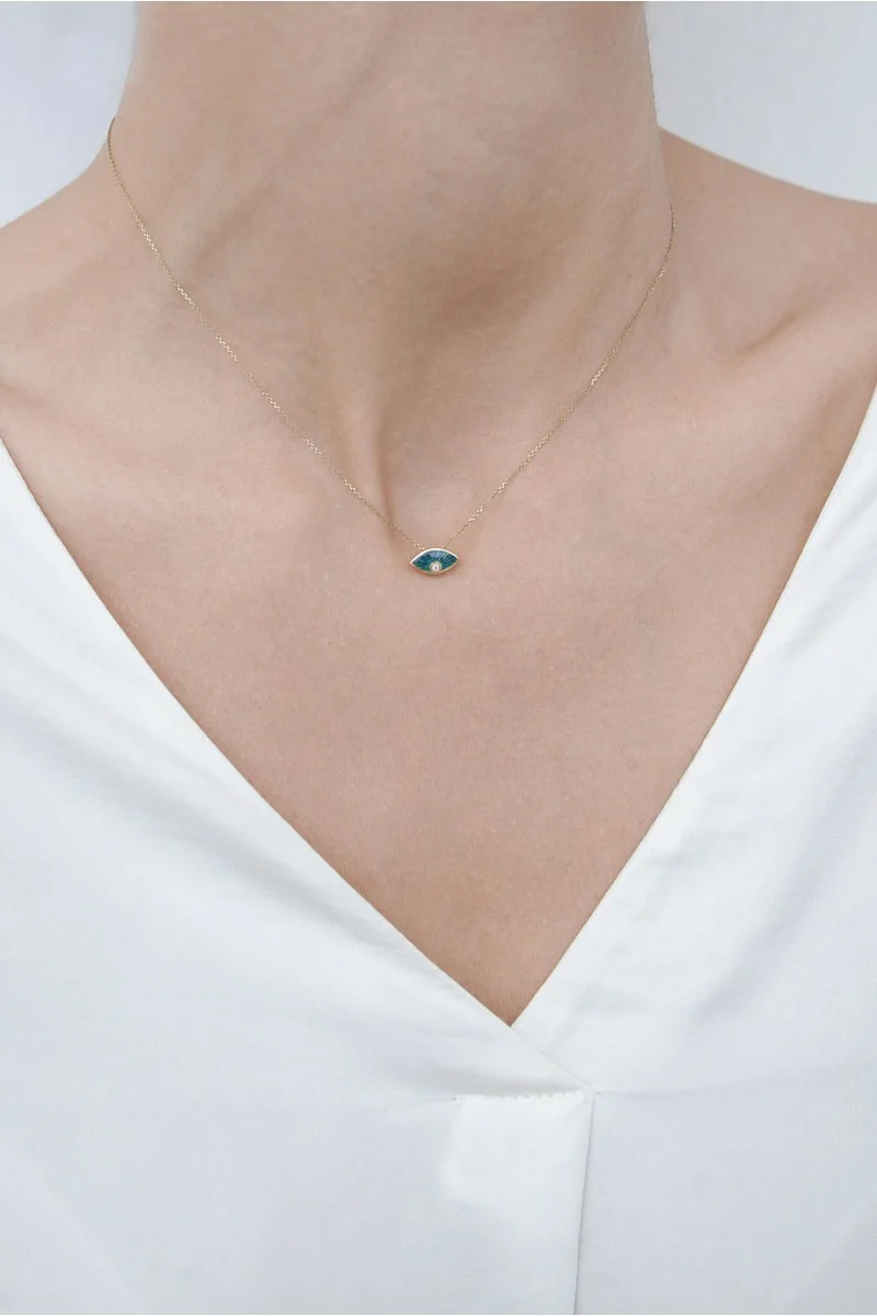 Κολιέ EyeConic Χρυσό 14Κ Blue Eye