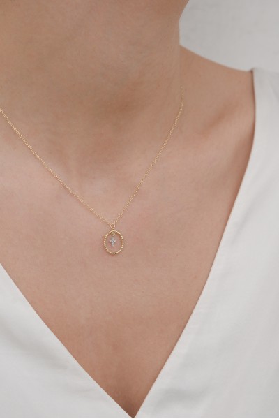 Κολιέ Χρυσό 14Κ Σταυρός Bubbles