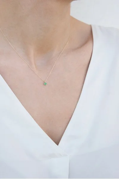 Κολιέ Χρυσό 9Κ Green Flower