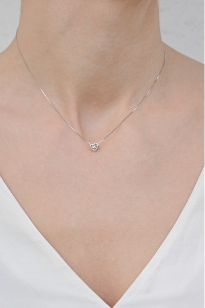 Κολιέ Λευκόχρυσο 18Κ Καρδιά Baguette 0.10ct