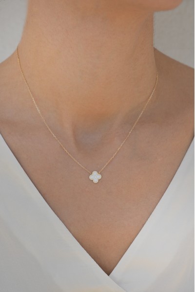 Κολιέ Χρυσό 14Κ White Flower