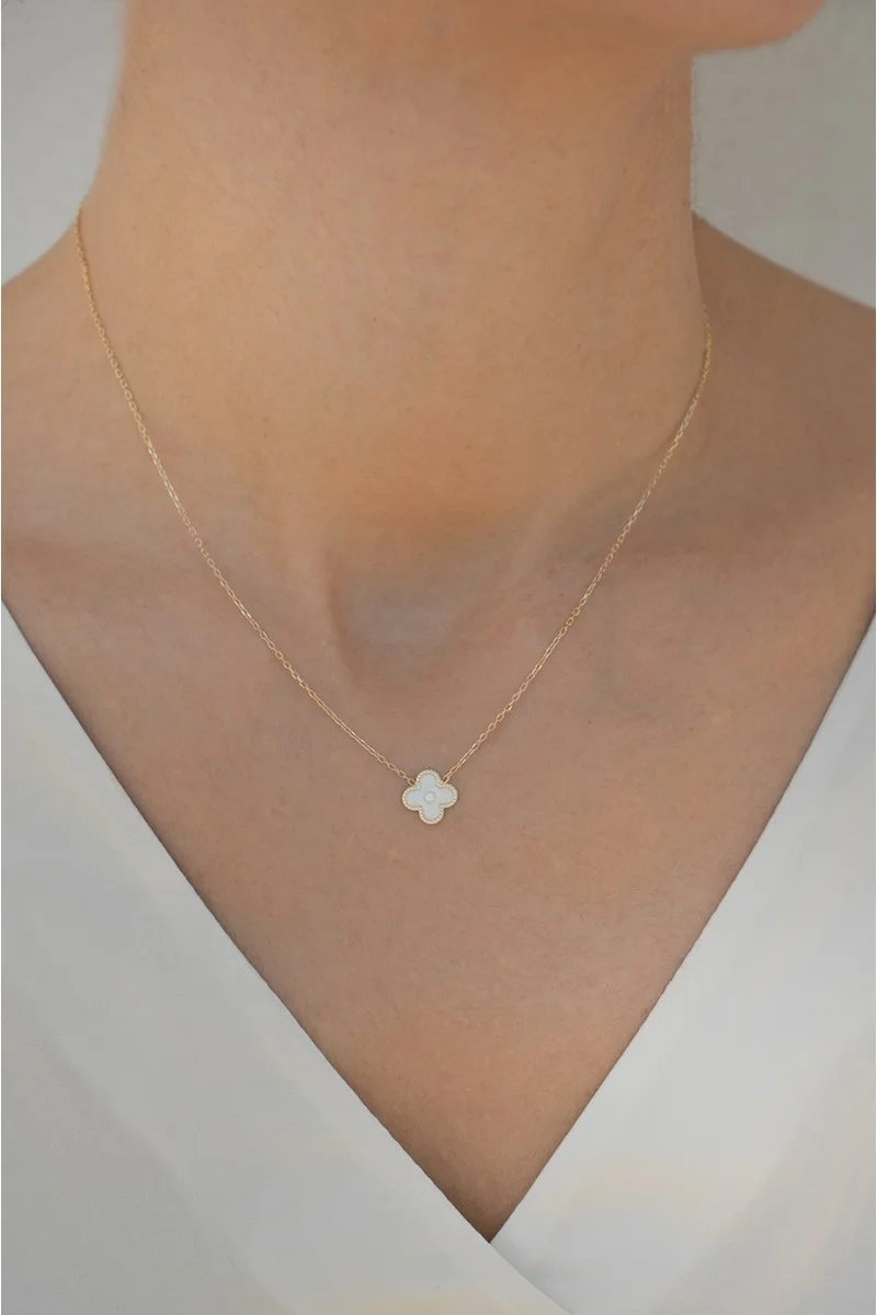Κολιέ Χρυσό 14Κ White Flower