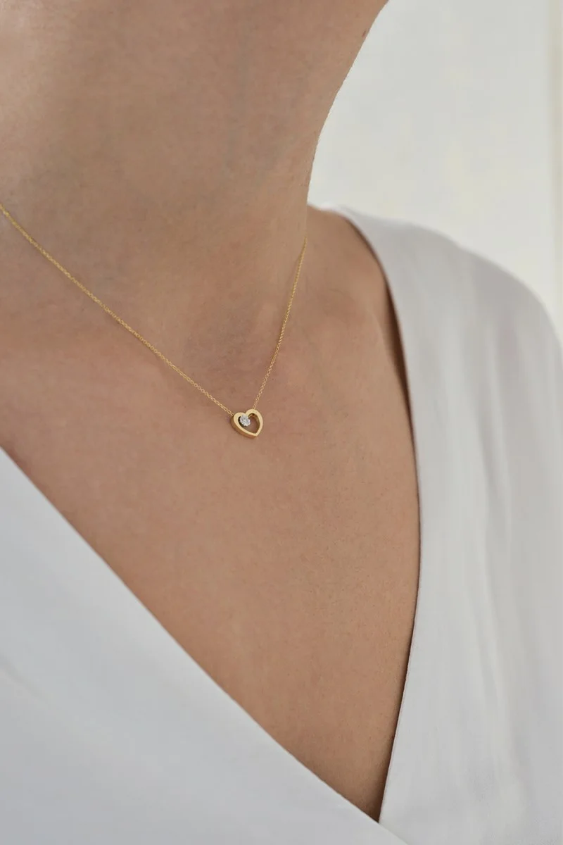 Κολιέ Xρυσό 18Κ Καρδιά 0.01Ct