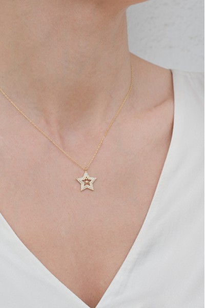 Κολιέ Ασημένιο Double Star