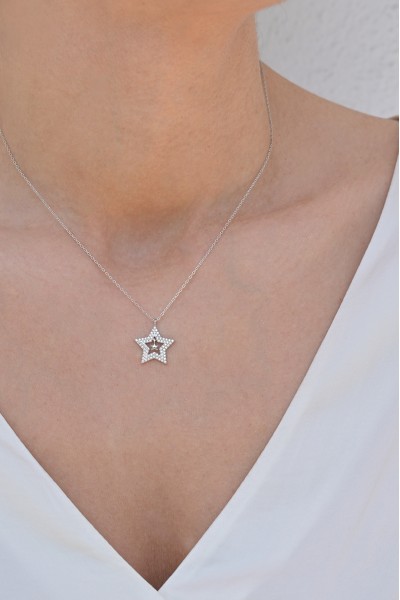 Κολιέ Ασημένιο Double Star