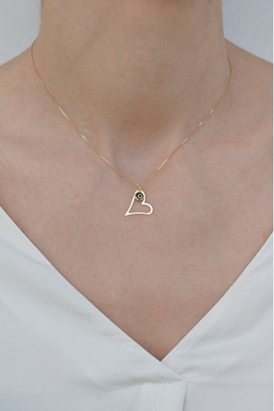 Κολιέ Χρυσό 14Κ Καρδιά Ματάκι