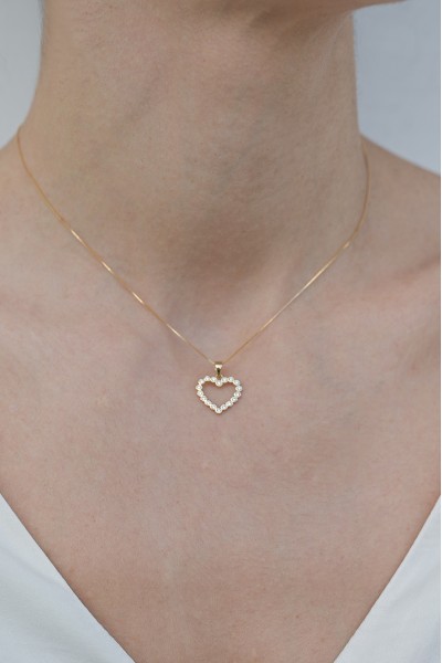 Κολιέ Χρυσό 14Κ Καρδιά Πετράτη