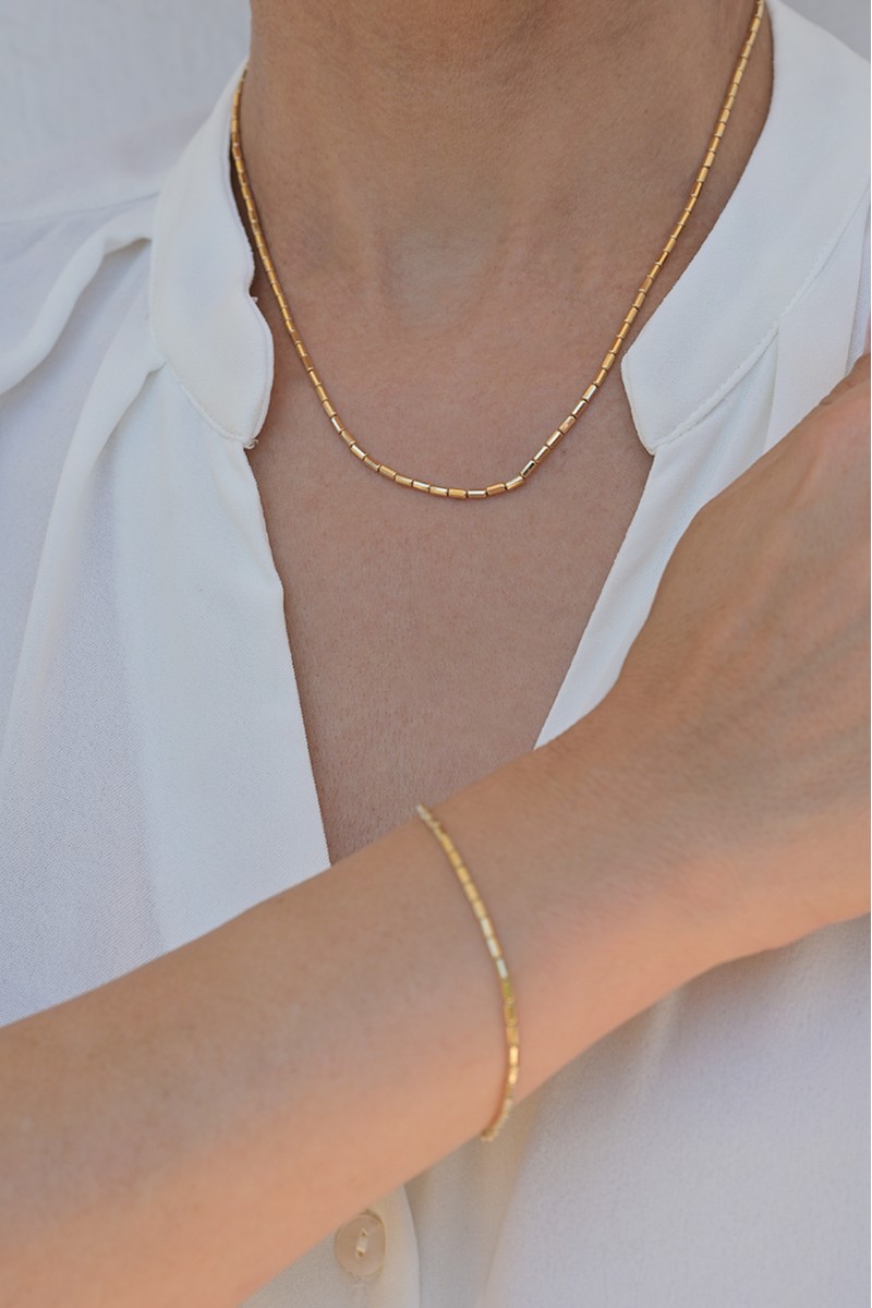 Κολιέ Χρυσό 14Κ Shiny Cubes Dolce Vita