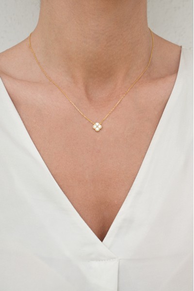 Κολιέ Ασημένιο White Flower