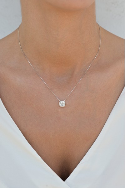 Κολιέ Ασημένιο Full Square Glam