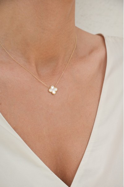 Κολιέ Χρυσό 14Κ White Flower