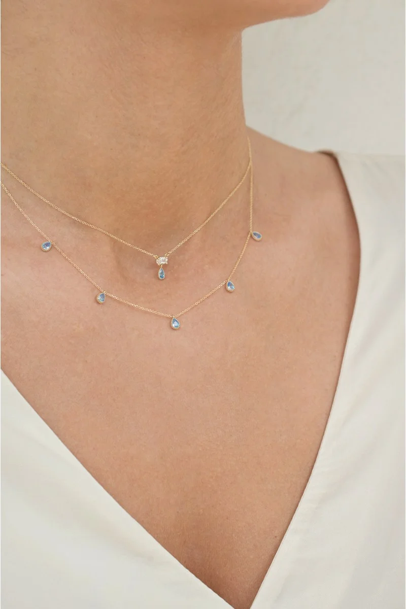 Κολιέ Lumière Χρυσό 14Κ Blue Drops