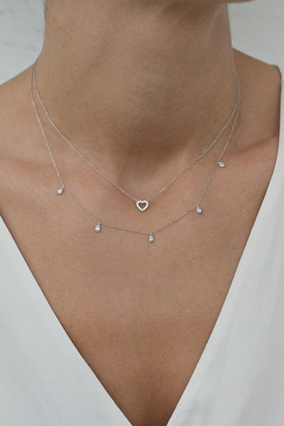 Κολιέ Λευκόχρυσο 9Κ White Mini Drops