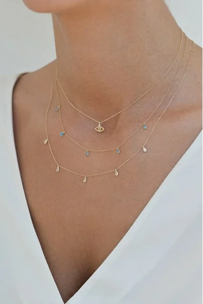 Κολιέ Χρυσό 9Κ Μάτι Dot