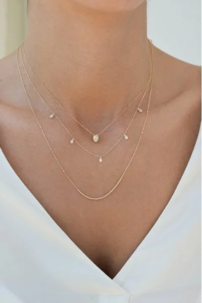 Κολιέ Χρυσό 9Κ White Mini Drops