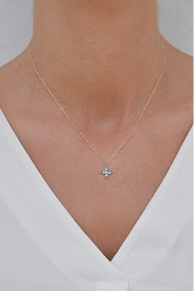 Κολιέ Χρυσό 9Κ Blue Flower