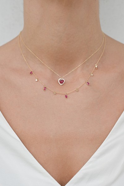 Κολιέ Χρυσό 14Κ Red Drops