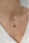 Κολιέ Χρυσό 14Κ Black Flower Όνυχας