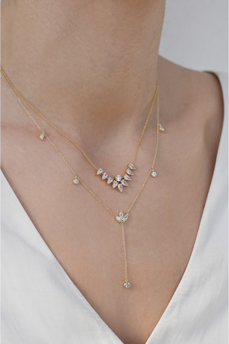 Κολιέ Lumière Χρυσό 14Κ Glam Drops
