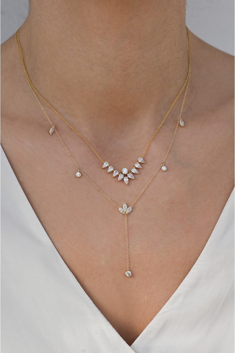 Κολιέ Lumière Χρυσό 14Κ Glam Drops