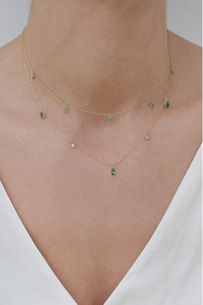 Κολιέ Χρυσό 14Κ Green Dots