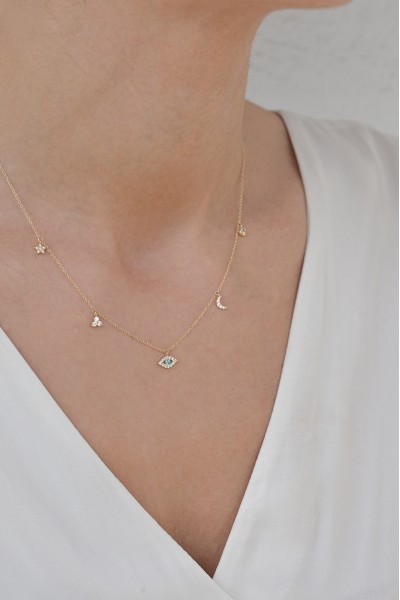 Κολιέ Χρυσό 14Κ Eye Mix