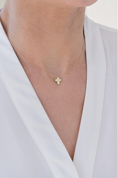 Κολιέ Χρυσό 14Κ Σταυρός Square Dot