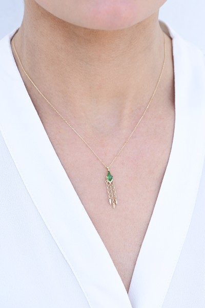 Κολιέ Χρυσό 14Κ Aztec Green Shine