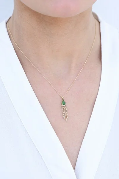 Κολιέ Χρυσό 14Κ Aztec Green Shine