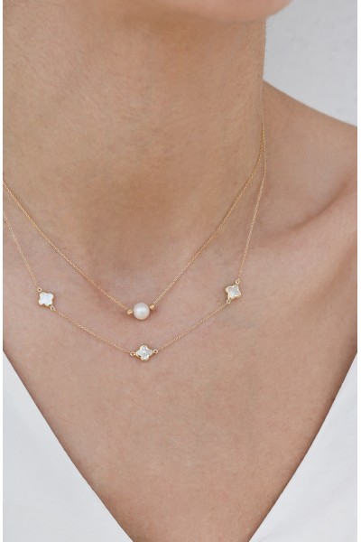 Κολιέ Χρυσό 14Κ Flower Blossom White