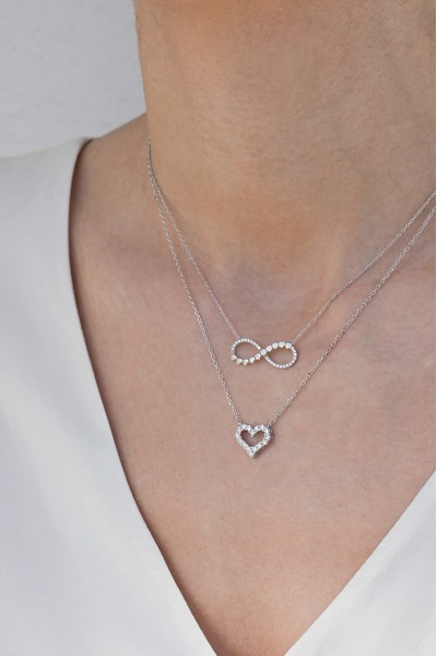 Κολιέ Ασημένιο White Heart