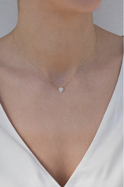 Κολιέ Χρυσό 9Κ Καρδιά Πετράτη