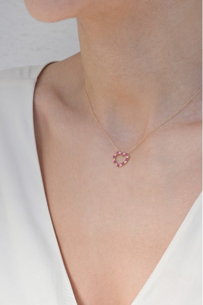 Κολιέ Χρυσό 14Κ Full Red Heart