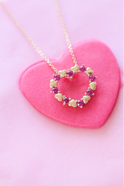 Κολιέ Χρυσό 14Κ Full Red Heart