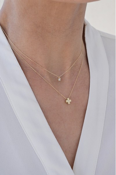 Κολιέ Χρυσό 9Κ Σταυρός Shine Πετράτος