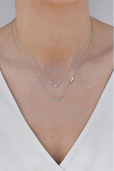 Κολιέ Λευκόχρυσο 9Κ Infinity White Cross