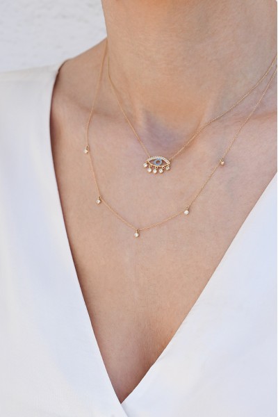 Κολιέ Χρυσό 14Κ White Dots